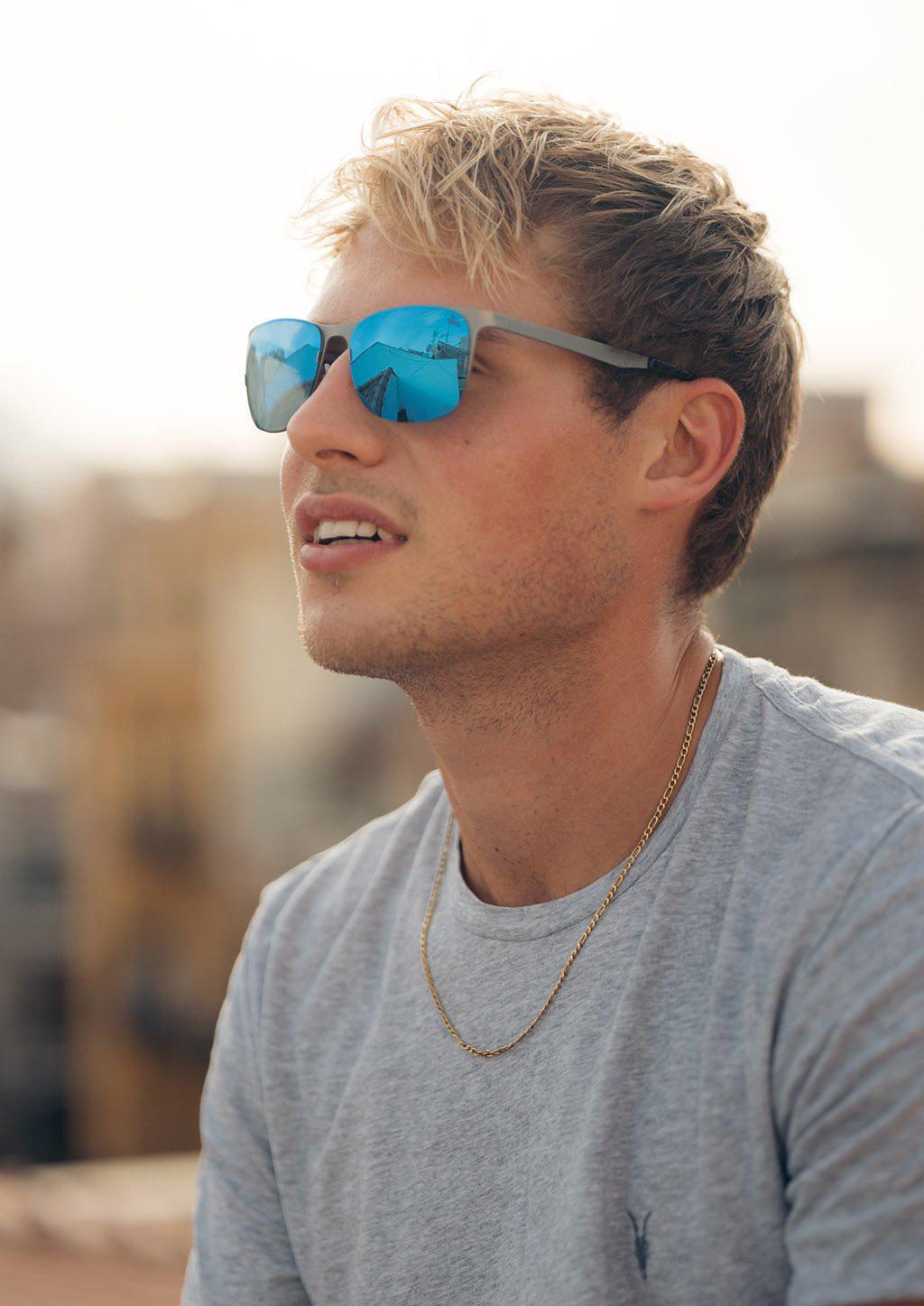 Unisex Sonnenbrille - Titanium Wayfarers - V2 - Changeable Lenses-2